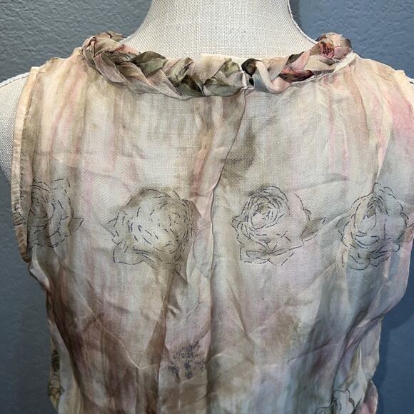 Queen Mulock 100% Silk Floral Boho Midi Flowy Dress - Size L - Picture 10 of 16